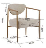 Beige PU Leather Dining Room Chair with Metal Frame