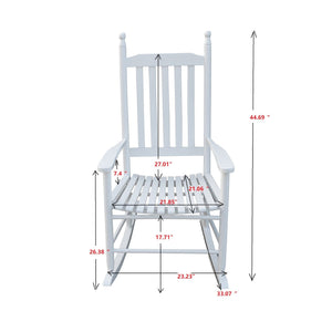 Wooden Porch Rocker Chair with Solid Wood Construction - Black or White