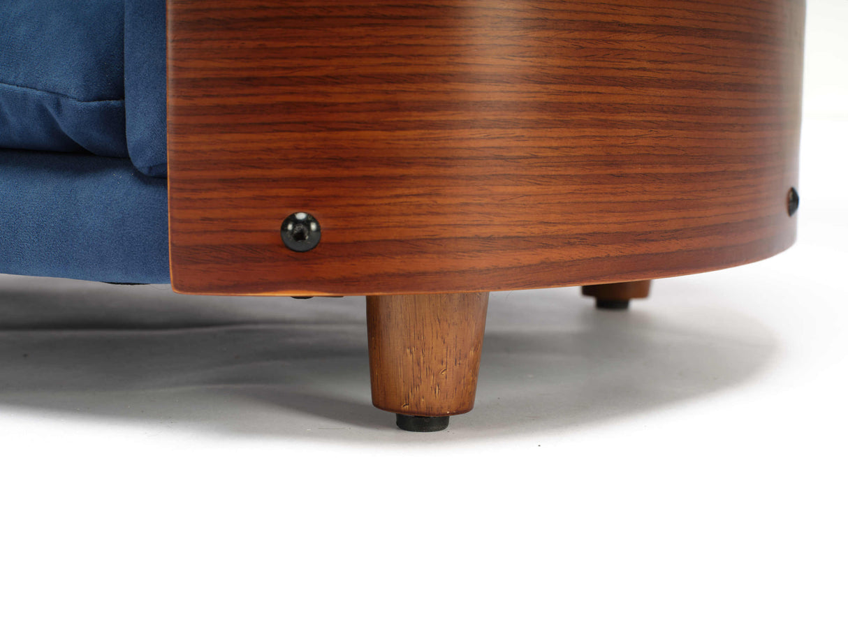 Scandinavian Style Elevated Dog Bed Pet Sofa Dark Blue Velvet Mid Size