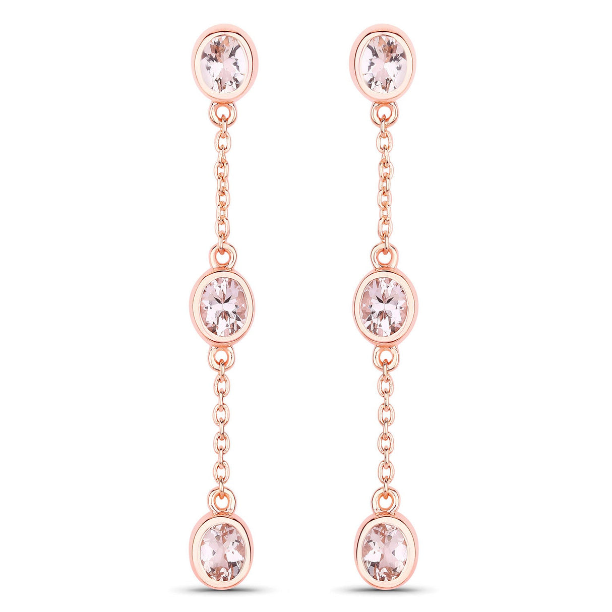 1.62 Carat Genuine Morganite .925 Sterling Silver Earrings