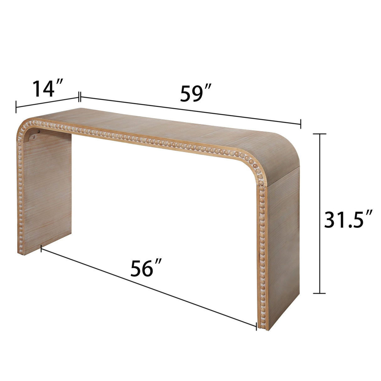 59in Console table with wood beads,curved waterfall-style table