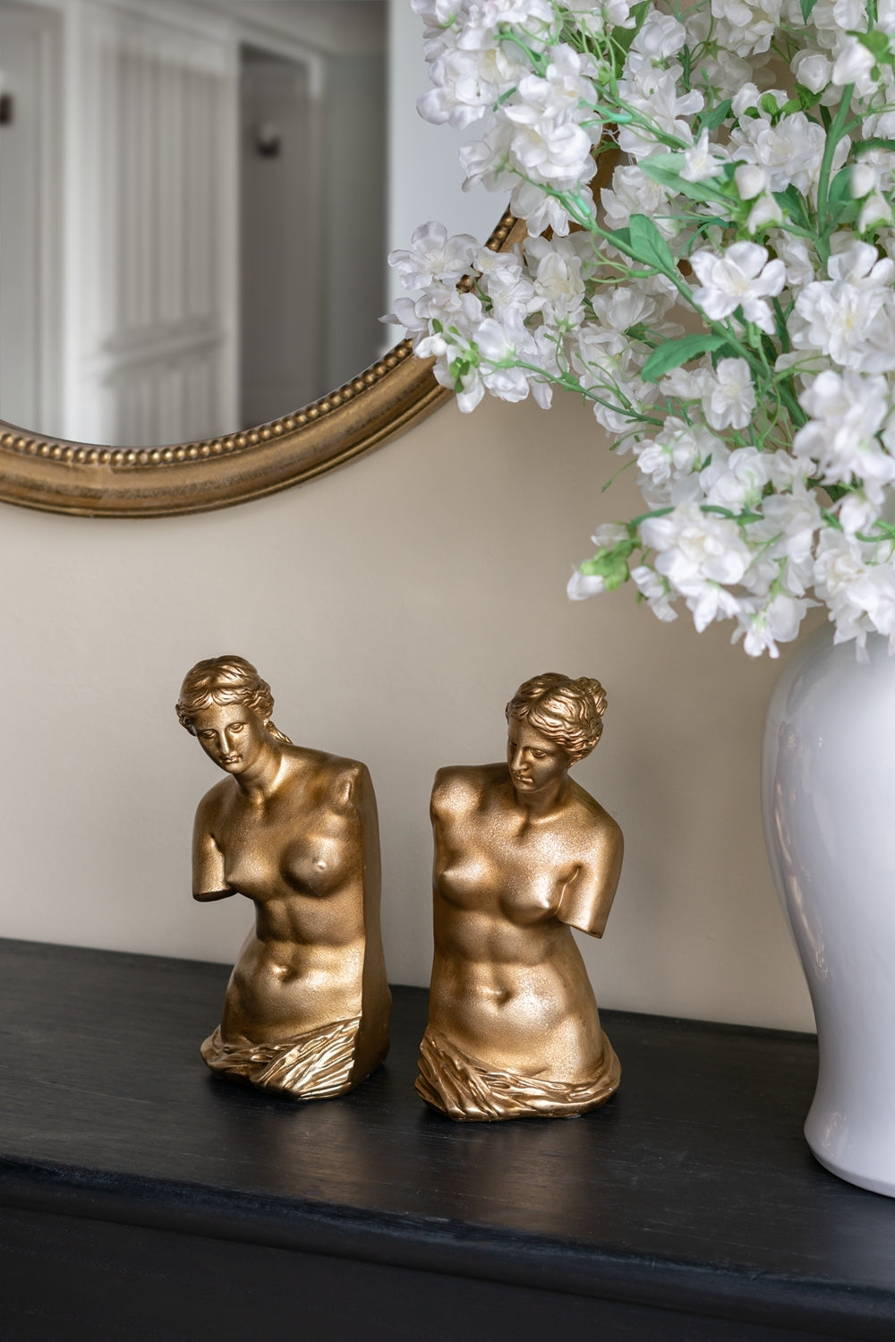 Set of 2 4.5x5x10' Venus de Milo Bust Bookends with Gold Finish