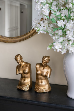 Set of 2 4.5x5x10' Venus de Milo Bust Bookends with Gold Finish