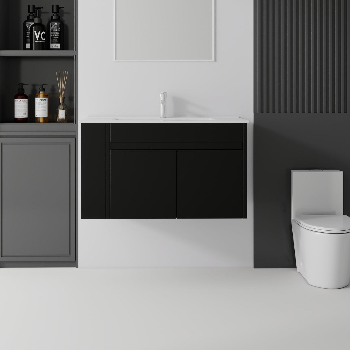 36 Inch Floating Bathroom Vanity with Ceramic Sink and Soft-Close Door