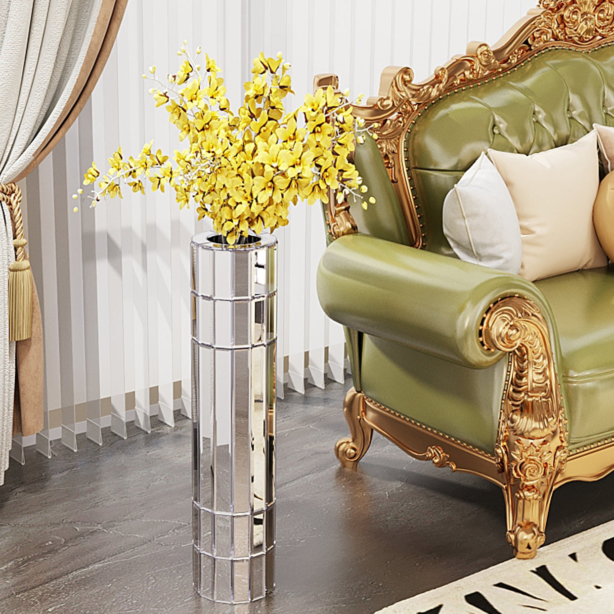29.92" Tall Floor Vase Mirrored