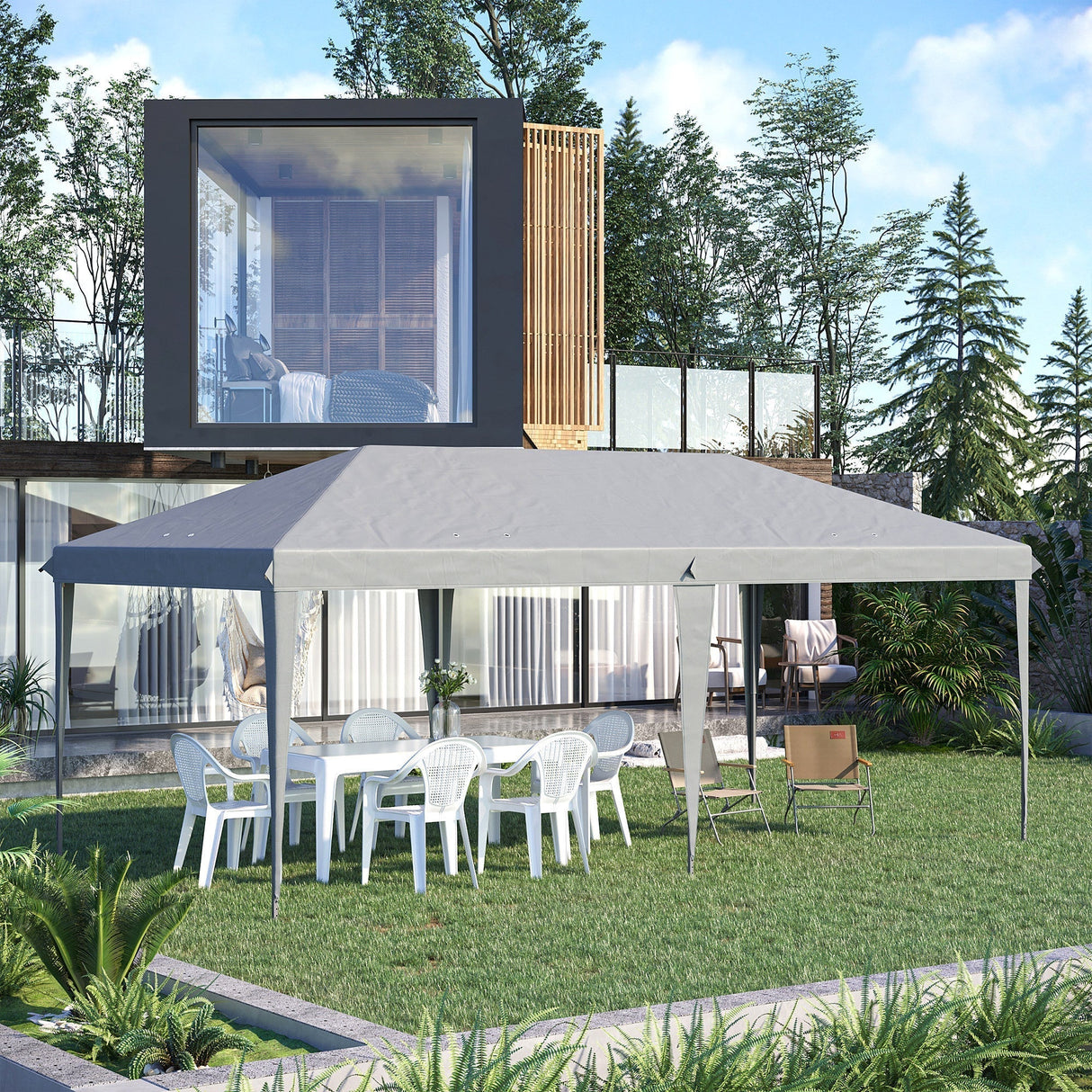 Outsunny 10' x 20' Pop Up Canopy TentHeavy Duty Steel FrameGray