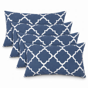 4 Pack Outdoor Lumbar Pillow with Inserts - Navy Trellis