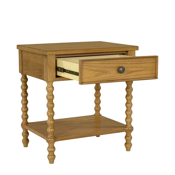 1-Drawer Nightstand with Turned legs and Bottom Shelf
