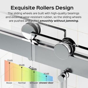 Frameless Double Sliding Soft-Close Shower Door, 3 / 8" (10Mm) Thick SGCC Tempered Glass Door, Matte