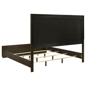 Atlas 63-inch California King Upholstered Panel Bed Grey and Dark Oak