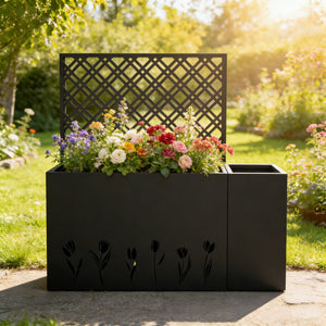 2-Piece Metal Planter Box with Trellis