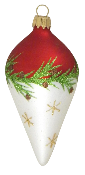 Krebs Glass Teardrop Ornament - Bi-Color Pine Garland - 4 Pack