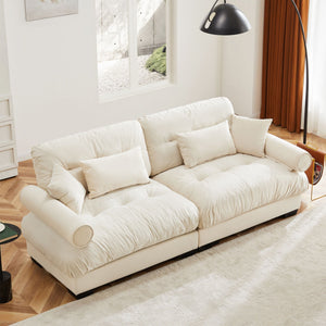 Modern Sofa With Bolstered Armrests And Pillows