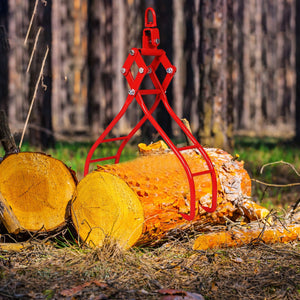 Heavy-Duty 4 Claw Timber Log Lifting Tongs Grabber - Red