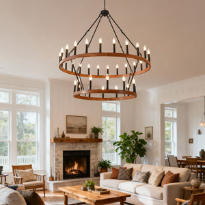 47.24 Inch Large Wagon Wheel Chandelier
