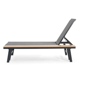 Waterloo Chaise Lounge Set with Attached Wood Side Table - Set of 2