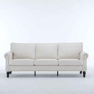 Rolled Arm Sofa With Nailhead Trim With Wooden Legs