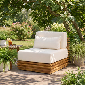 Oversized Outdoor Club Chair with Acacia Wood Frame