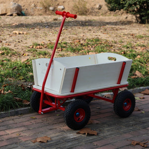 Wooden Children's Outdoor Stroller with Four-Wheel Design