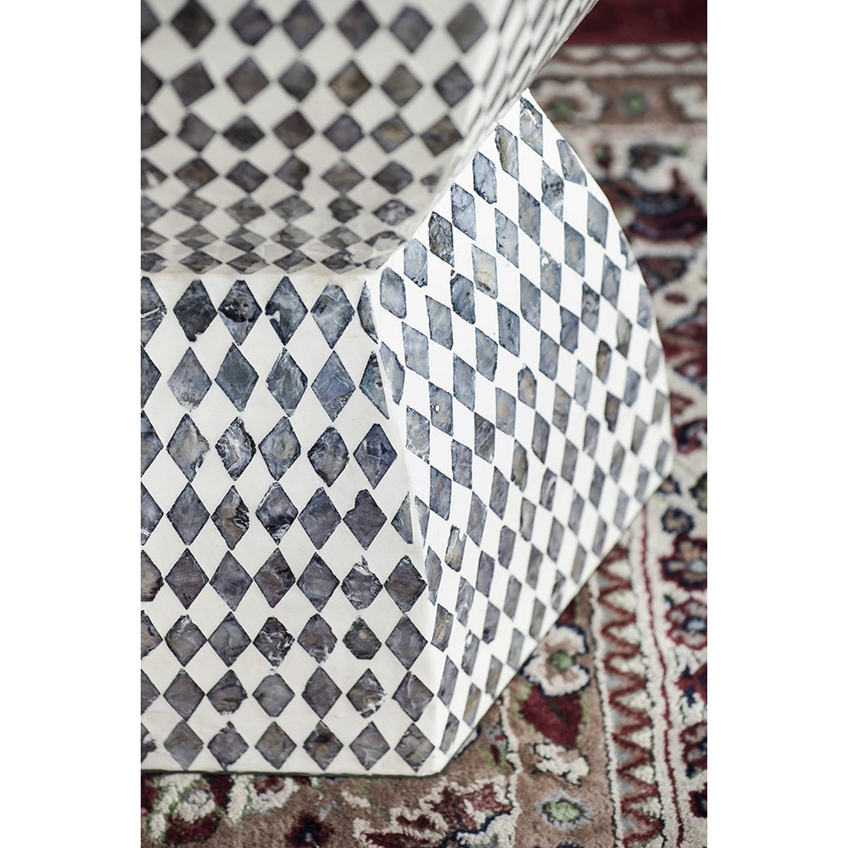 15x13x17' Hexagonal Garden Capiz Stool Accent Side Table