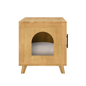 Myra Indoor Premium Rubber Wood Cat Cabinet with Plush Cushion