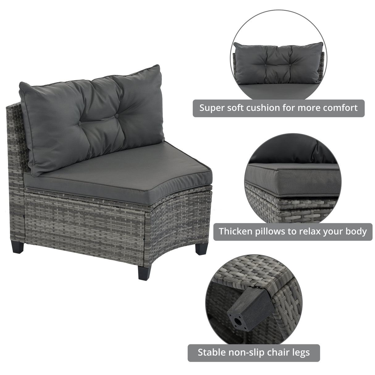 8-piece outdoor wicker round sofa set, half-moon sectional set all weather