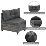 8-piece outdoor wicker round sofa set, half-moon sectional set all weather