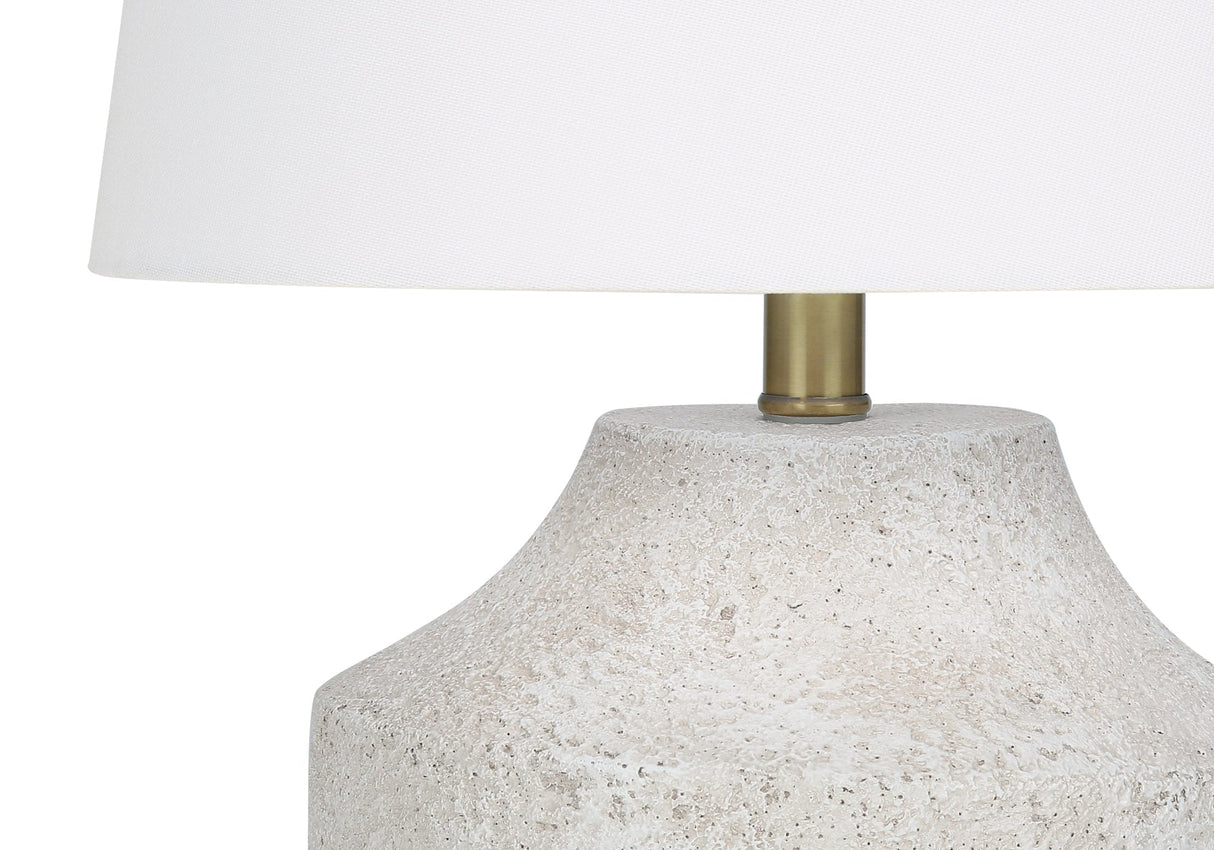 Modern Cream Concrete Table Lamp with Ivory Shade