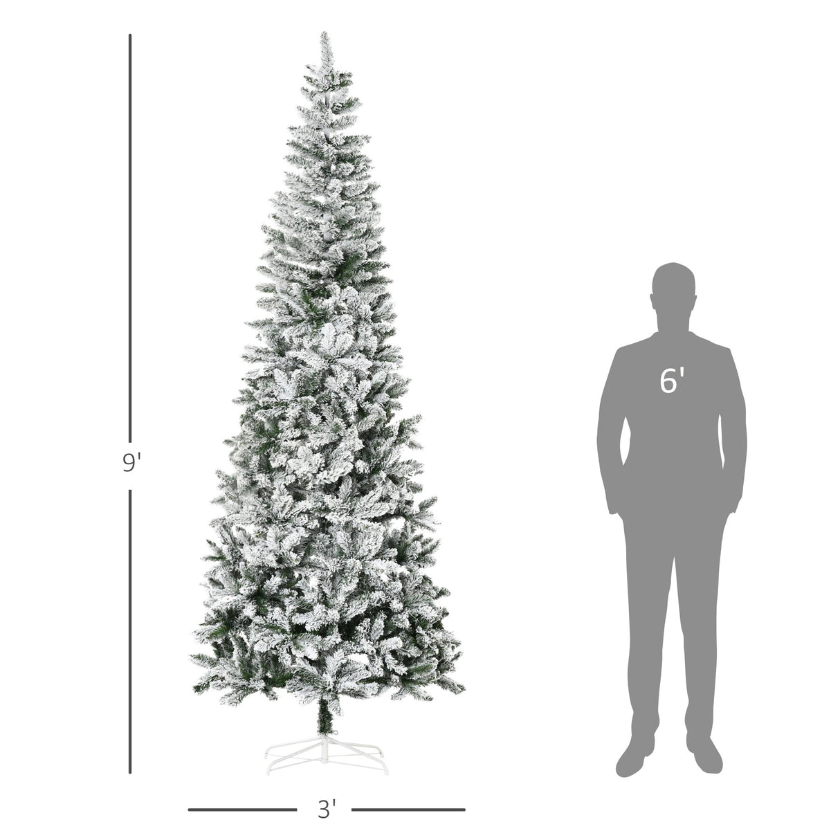 Snow-Flocked Slim Pine Artificial Christmas Tree