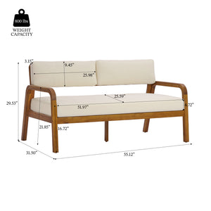 4-Pieces Outdoor Sofa Set with Cushions - Teak