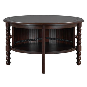 Vintage Round Coffee Table with Storage in Walnut