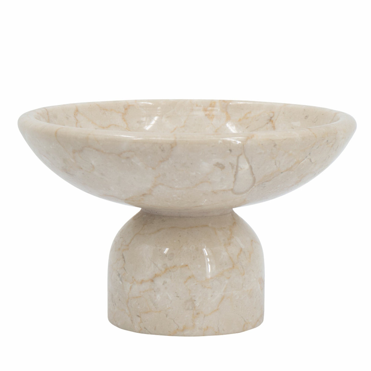 7x7x4" Round Marble Pedestal Fruit Bowl