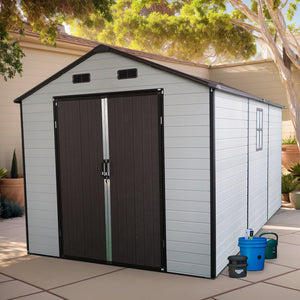 8x14 Ft Outdoor Resin Storage Shed with Windows