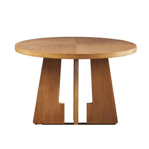Round Dining Table With Pecan Wood Veneer - Walnut