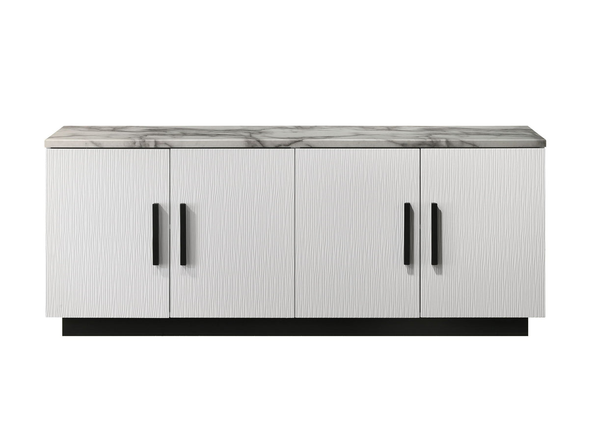 Matilda Cabinet Console Table with White Faux Marble Top