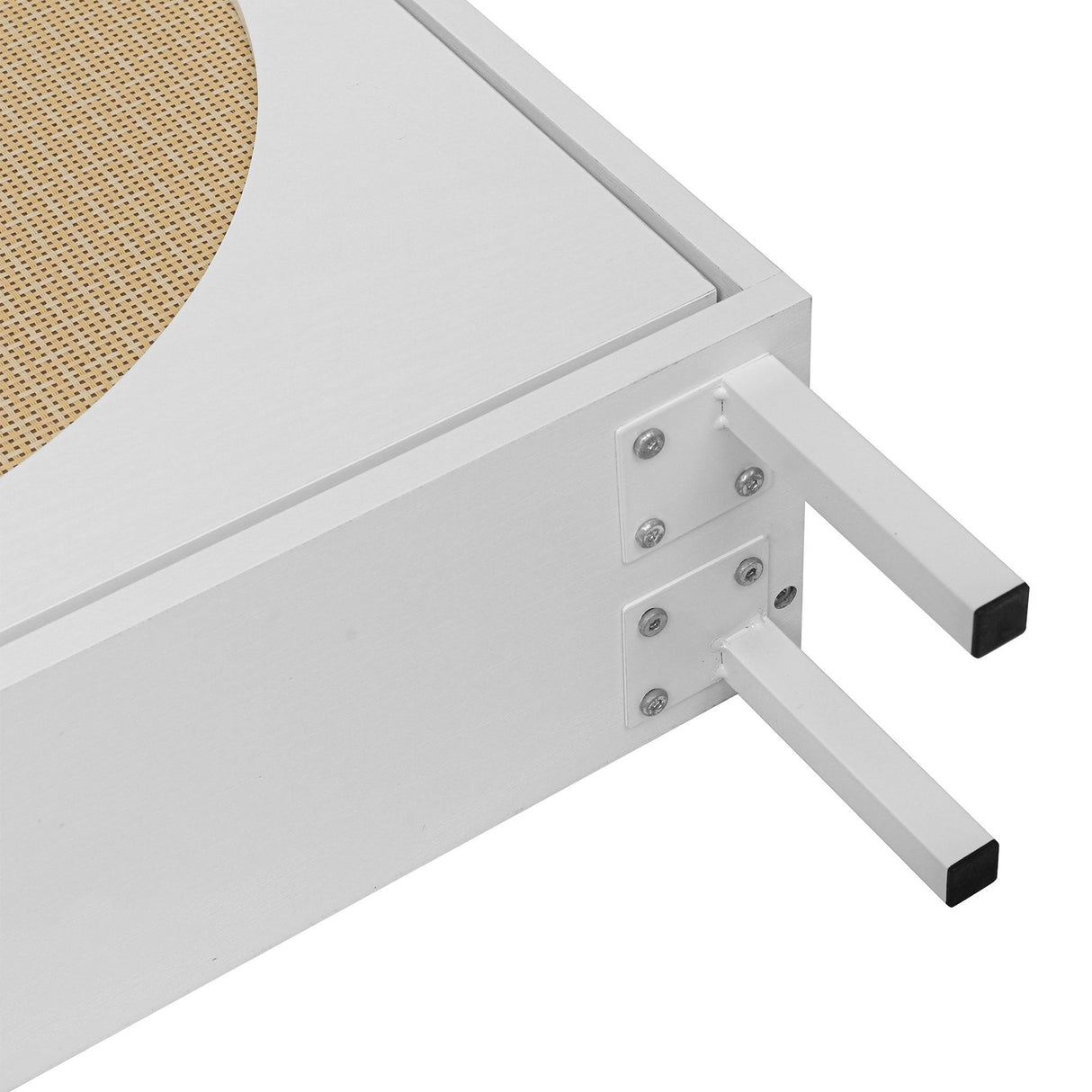 2 Door Shoe Rack, Rattan, Double Layer, Suitable For Living Room, Hallway - White