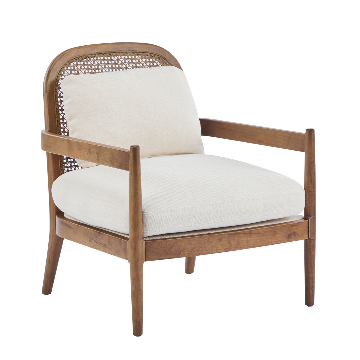 Elliston Rattan Backrest Solid Wood Accent Chair with Cushions Set of 2