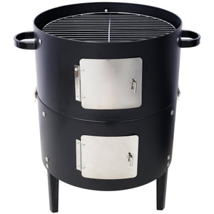 17 Inch Steel Charcoal Smoker Heavy Duty Round BBQ Grill Black