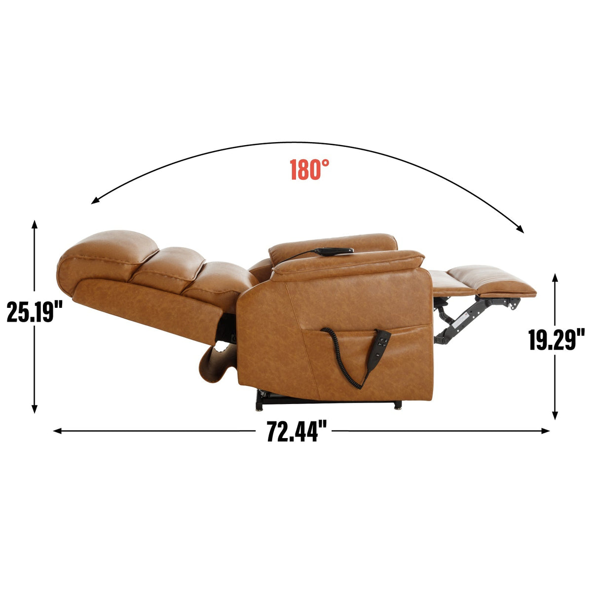 Brown Leatheraire Power Lift Recliner Chair with Dual Motor and Massage - Brown