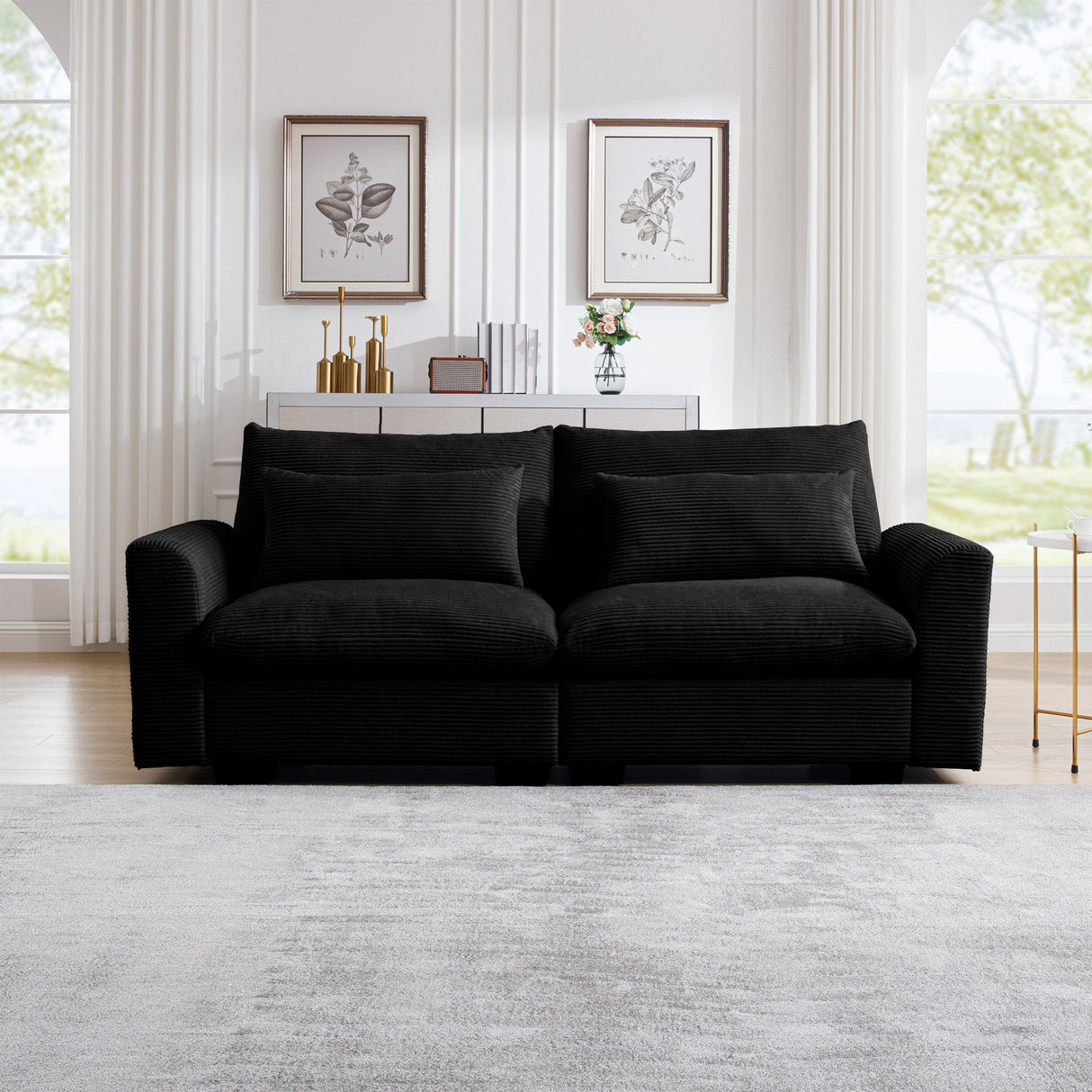 Modern 2 Seater Corduroy Fabric Sofa