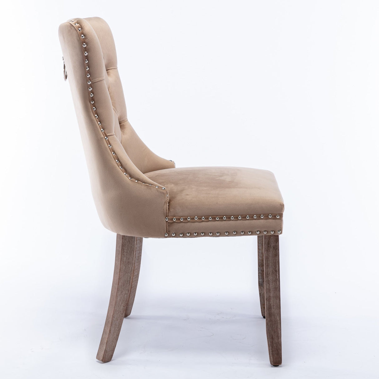 Nikki Collection Modern Tufted Velvet Upholstered Dining Chair - 2 Pieces, Khaki