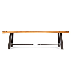 Outdoor Dining Bench Patio Backless Bench Teak Black