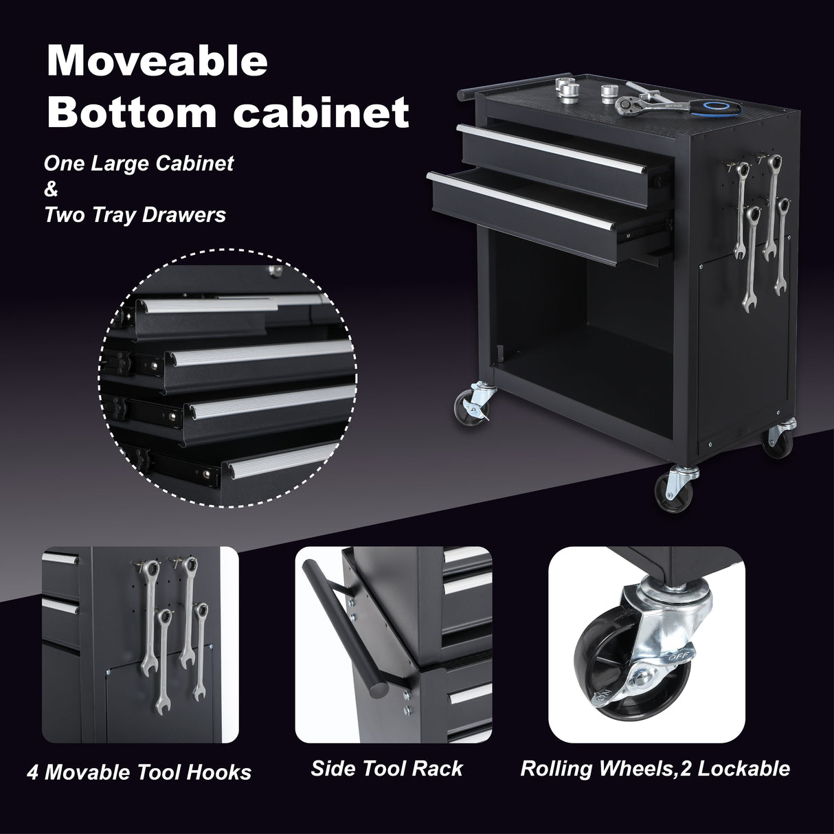 8-Drawer Rolling Tool Storage Cabinet with Detachable Top