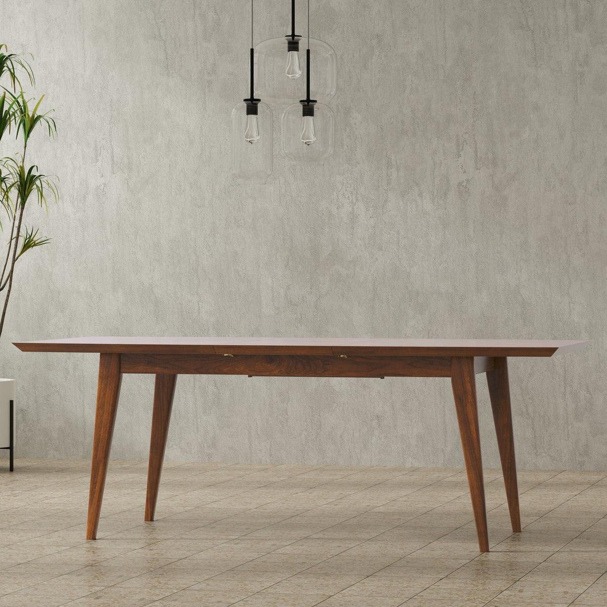 Rectangular Dining Table with Durable Solid Rubberwood Construction - Brown