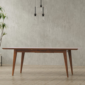 Rectangular Dining Table with Durable Solid Rubberwood Construction - Brown