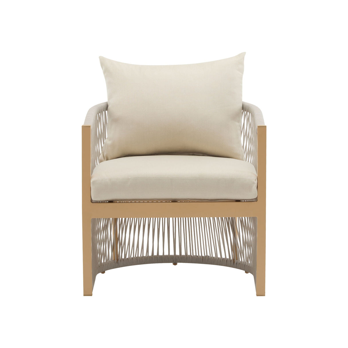 Modern Curved Aluminum Lounge Chair With Stylish Rope Weave Design And Cushioned Comfort For Outdoor