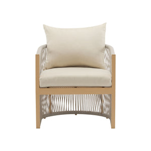 Modern Curved Aluminum Lounge Chair With Stylish Rope Weave Design And Cushioned Comfort For Outdoor