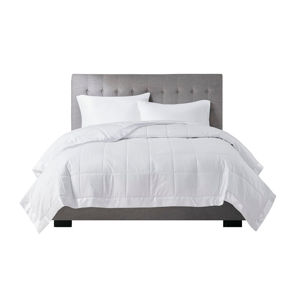 Lightweight Down Alternative Blanket with Satin Trim