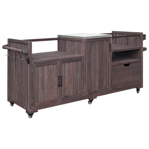 K&K 80.5' Outdoor Kitchen Island for Big Green Egg & Blackstone Griddle