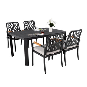 5PC Outdoor Patio Aluminum Dining Set with Cushions - Bourbon Brown